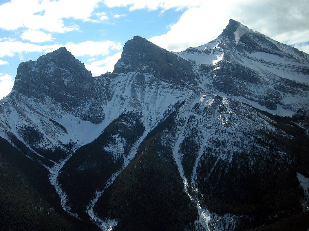 11A The Three Sisters - Charity Peak, Hope Peak and Faith Peak From Helicopter Above Canmore In Winter